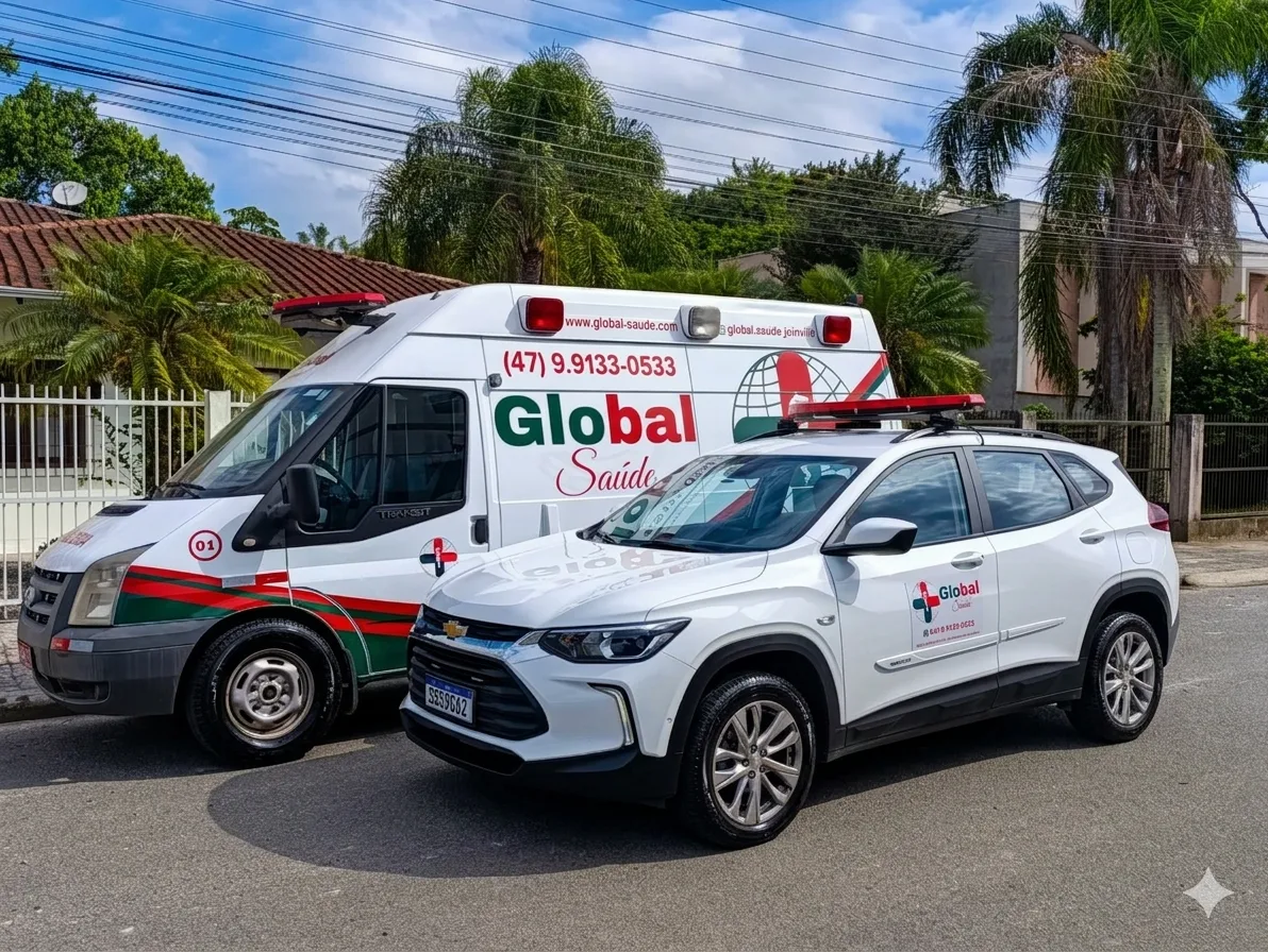 Frota completa de ambulâncias Global Saúde em Joinville Santa Catarina